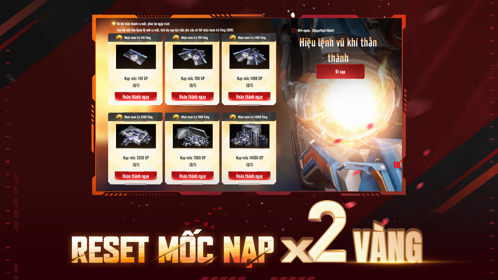 RESET MỐC NẠP X2 VÀNG